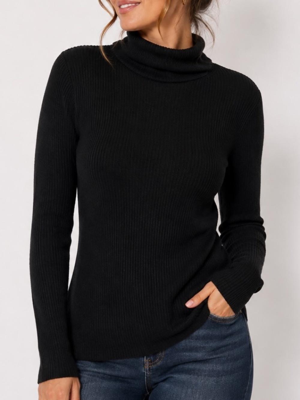 Philosophy Turtleneck Sweater Womens Size XL Black Ribbed Quiet Luxury